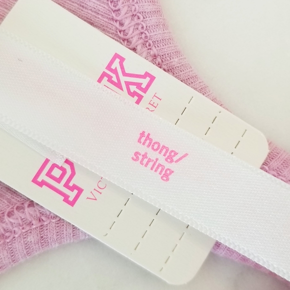 Victoria's Secret PINK Rhinestone Crystal Holiyay Ribbed Thong Panty NWT - Picture 9 of 12